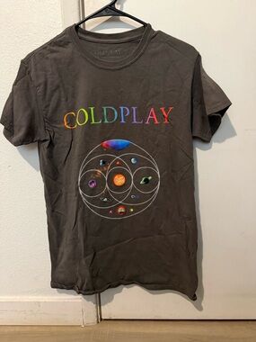 Coldplay Women's Black Rainbow Logo Graphic Tee